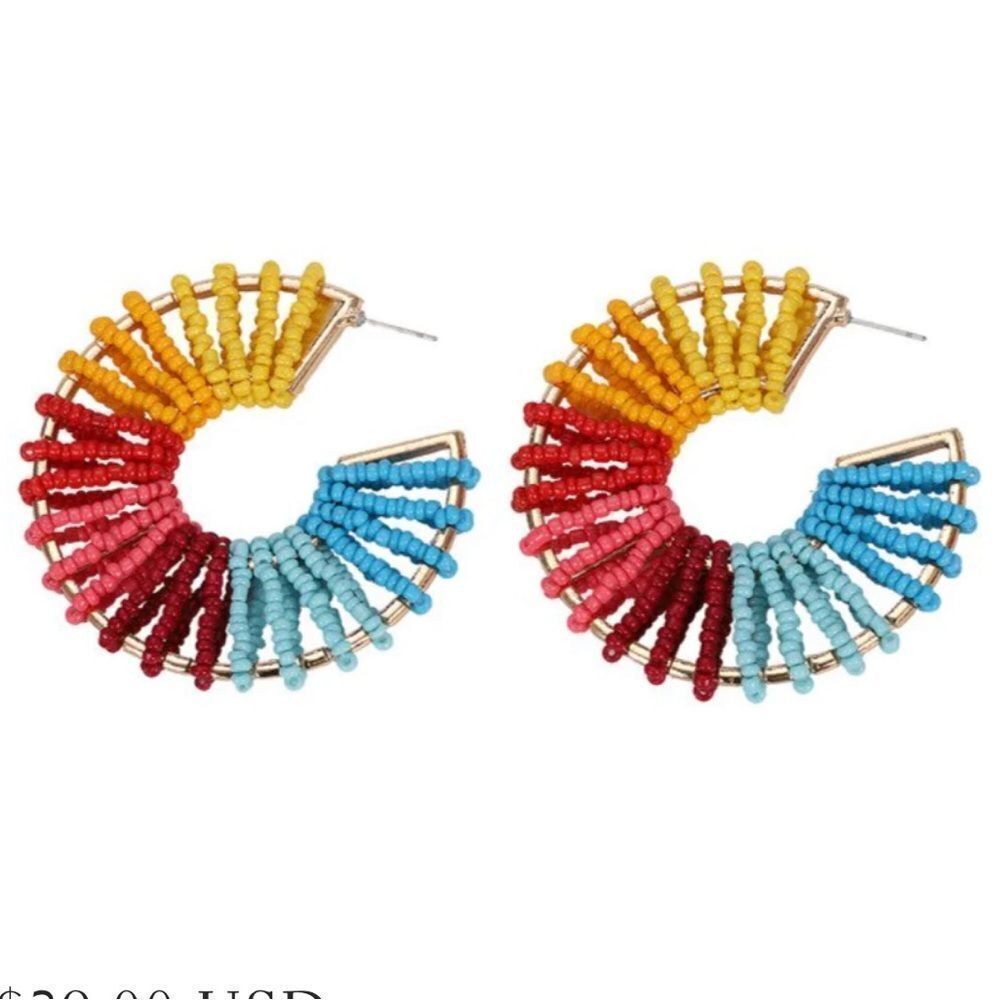 BAHATI JEWELRY RAINBOW MULTI-COLOR BFADED ROUND TARGE HOOP
EARRINGS